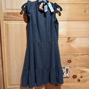 Shoshanna Black and Gray Striped Dress